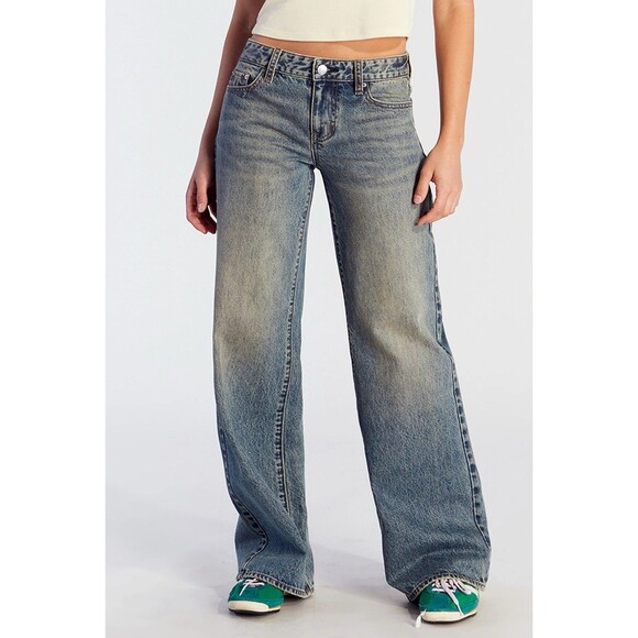 PacSun Casey Jeans Womens 29 Light Wash Tinted Low Rise Baggy Wide Leg Denim NEW - Picture 1 of 13